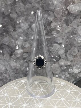 Black onyx and cz ring